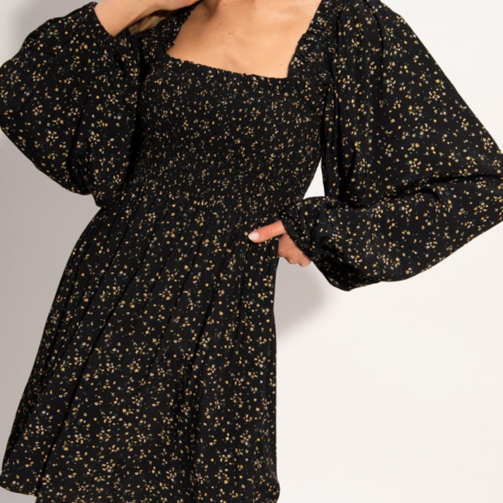 GANNI Floral Print Crepe Mini Dress